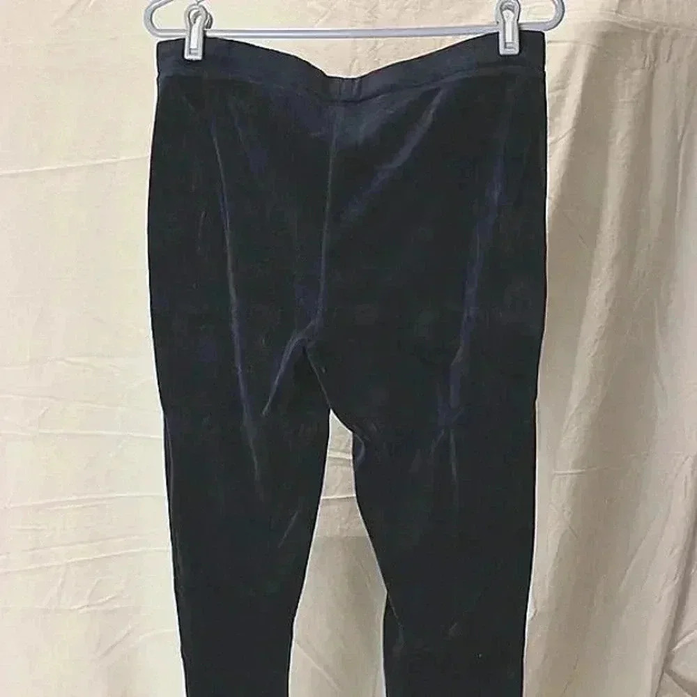Crushed Velvet sweatpants by NYL women size L straight leg navy sporty athletic‎